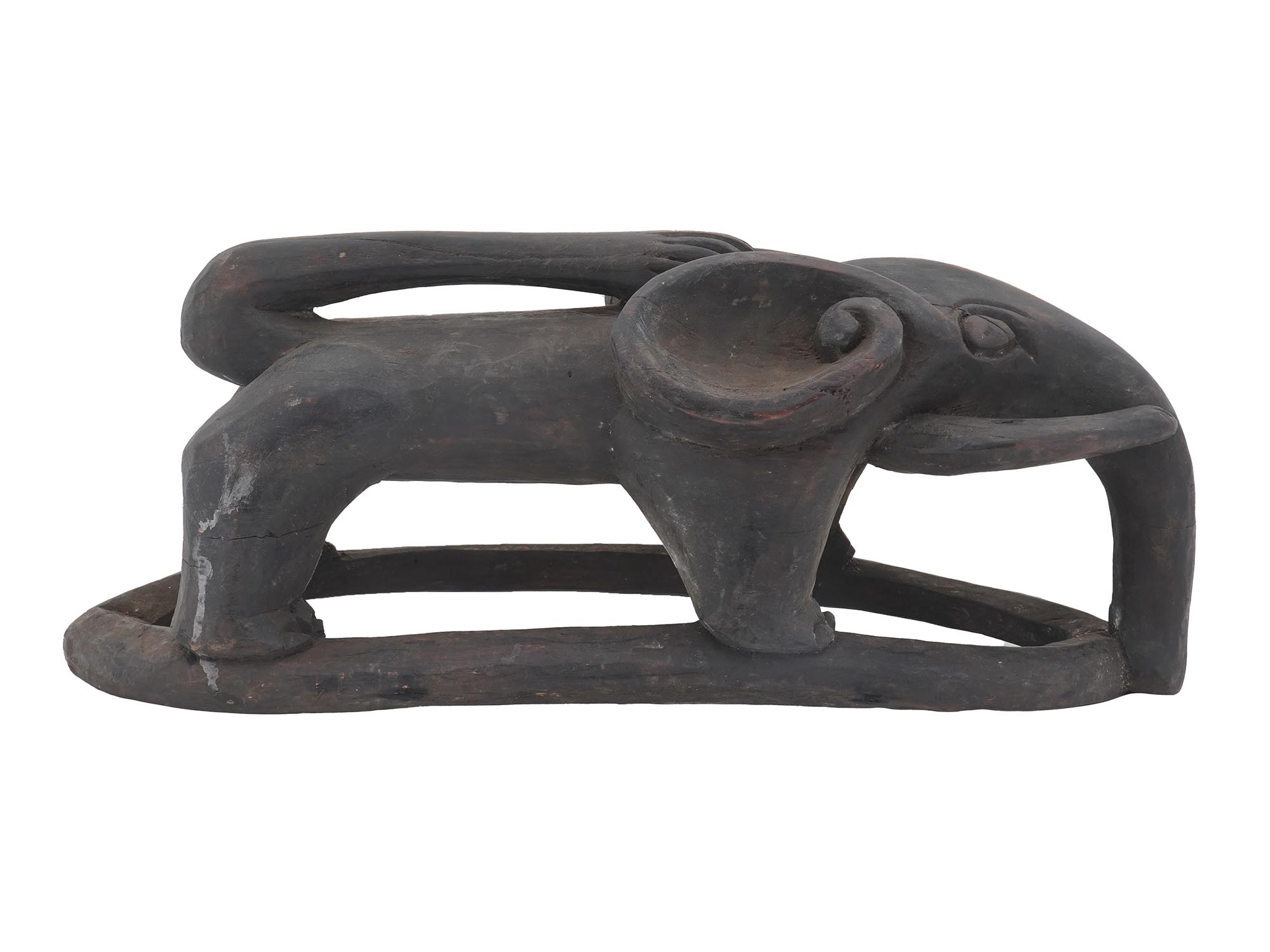 AFRICAN CONGO CARVED WOODEN FIGURINE OF ELEPHANT PIC-2